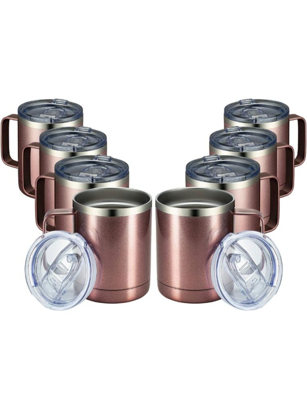12oz Insulated Stainless Steel Coffee Mugs - Set of 8, Double Wall Travel